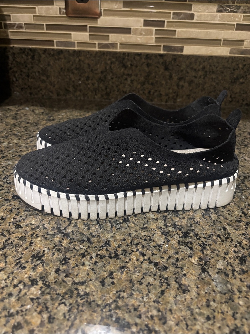 Ilse Jacobsen tulip Black Slip-On Knit Platform Sneakers